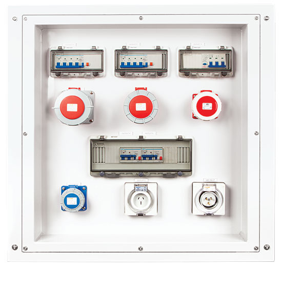 Outlet panel with RCD and various outlets available on SG Energy industrial diesel generators