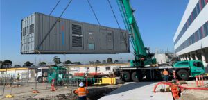 SG Energy containerised genset being lowered into position 1250 kVA