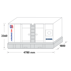 SG Energy P550SS diesel generator in rental spec diagram with dimensions
