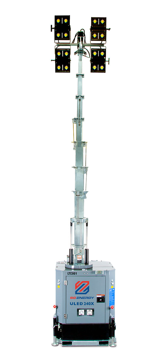 ULED 240X from SG Energy with fully extended mast to the maximum 9 metre extension